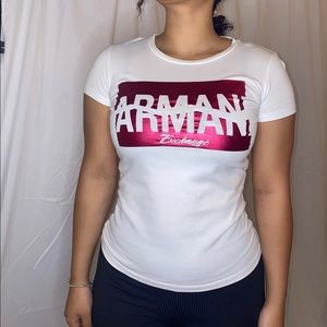 Armani exchange tee fuchsia pink logo